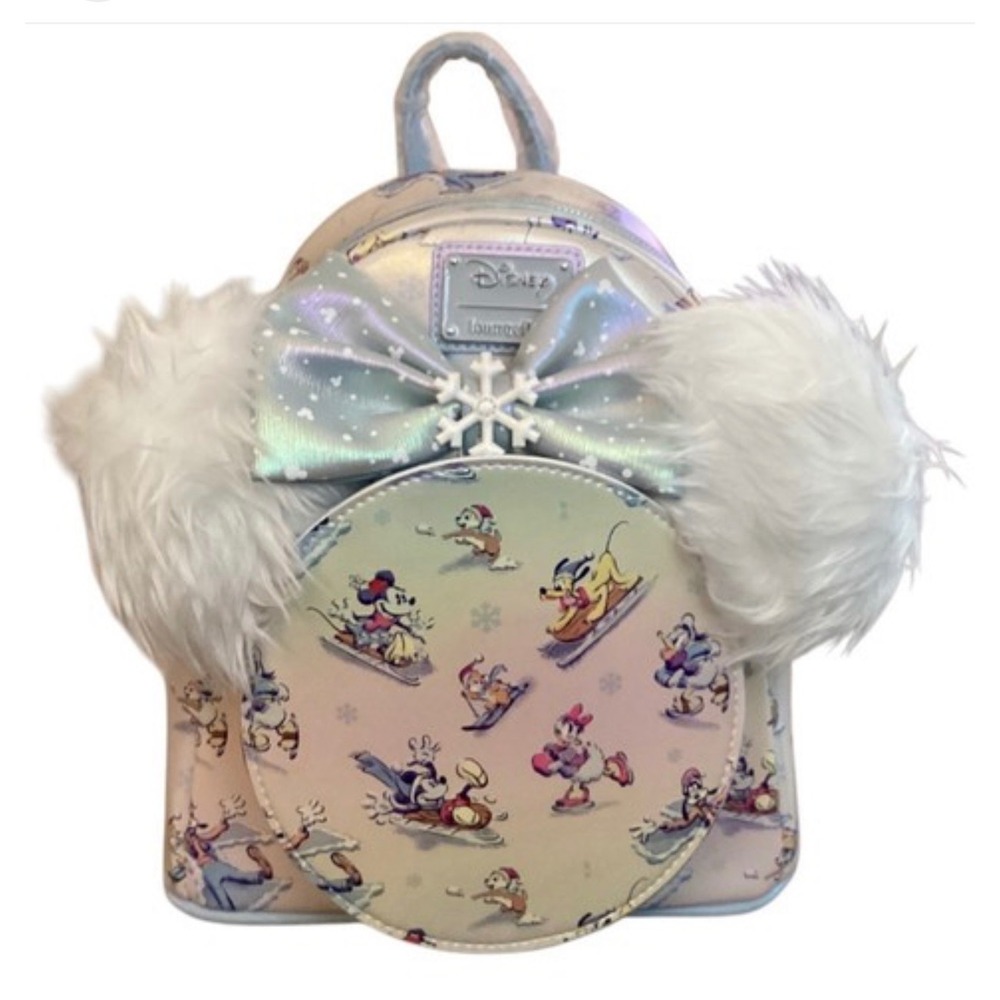 Loungefly Disney Winter Wonderland Mickey Friends Ear Holder Mini‎ Backpack New